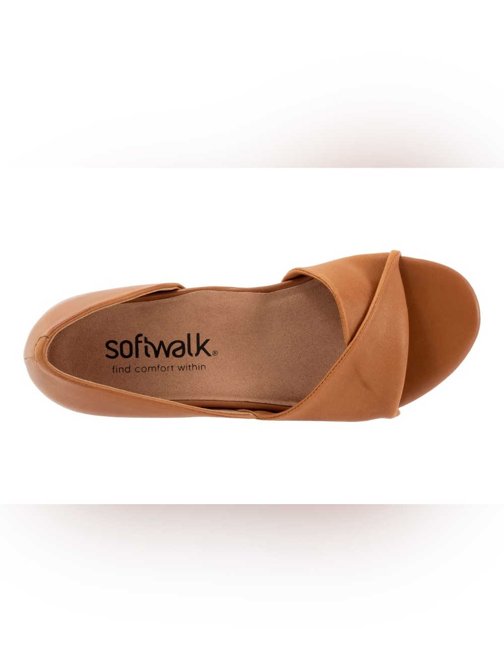 SoftWalk Women's Cognac Open-Toe Slip-On Flat